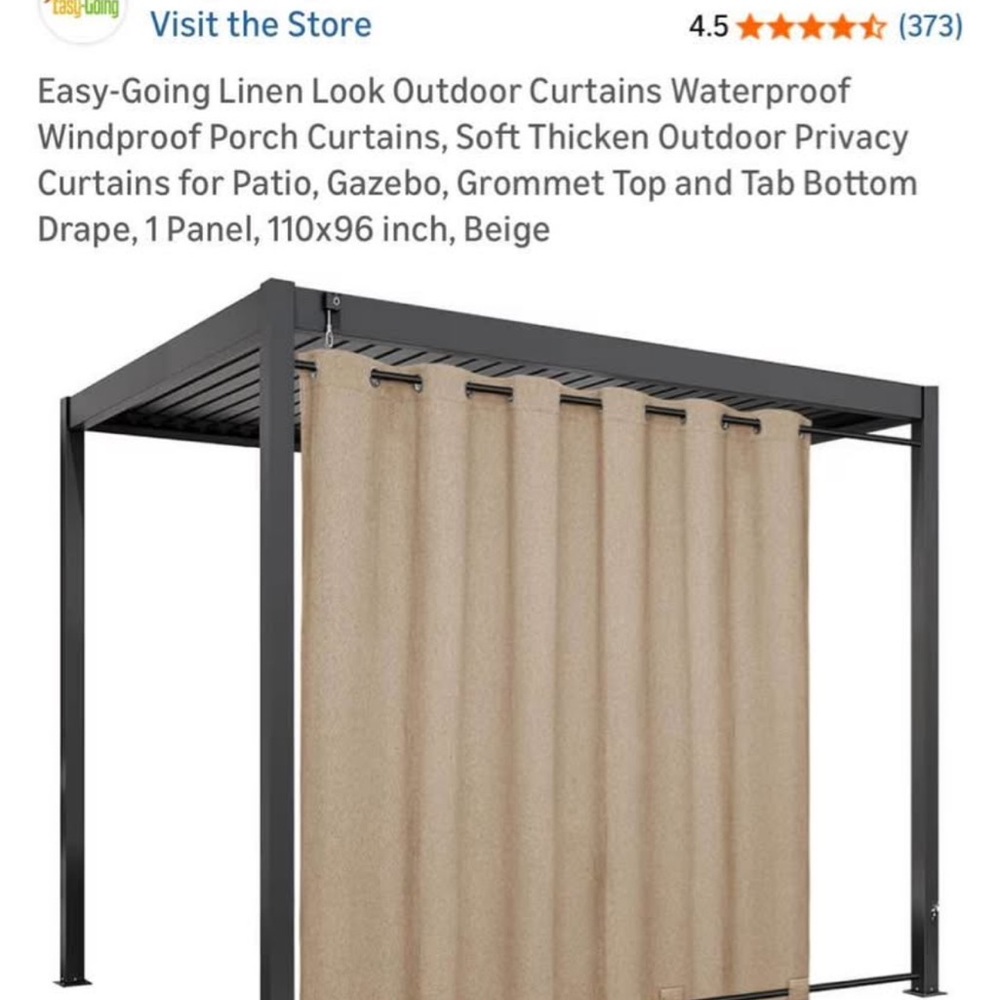 Beige Linen-Look Outdoor Privacy Curtain - Grommet Top